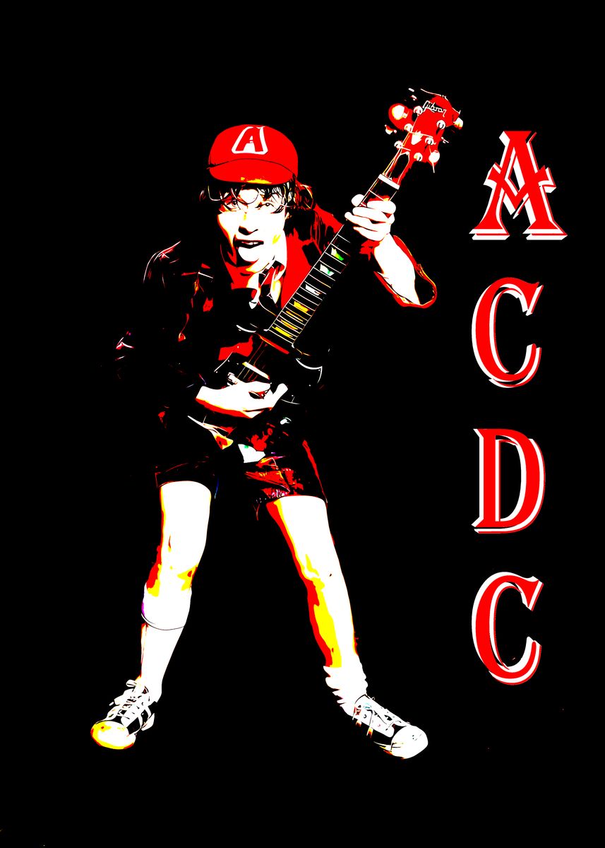 'AC/DC Angus Young Guitar' Poster, picture, metal print, paint by anjas ...