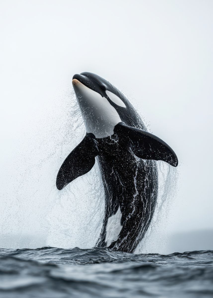 'Orca Whale Jump Out Water' Poster, picture, metal print, paint by ...