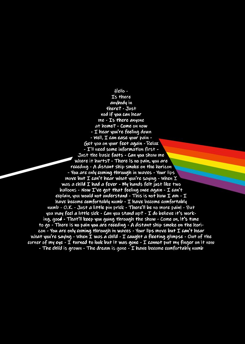 'Pink Floyd Dark Side of the Moon Lyrics' Poster, picture, metal print