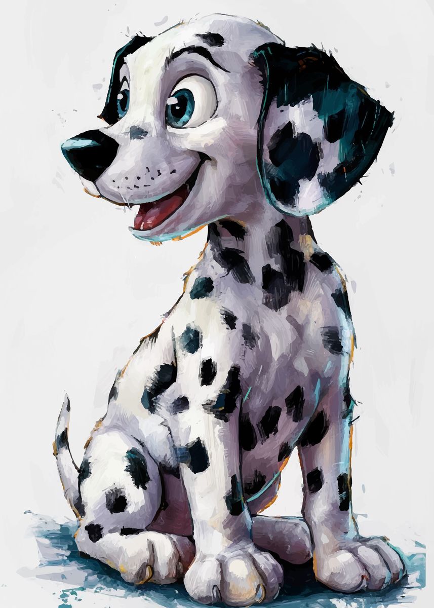 'Dalmatian Puppy Portrait' Poster, picture, metal print, paint by
