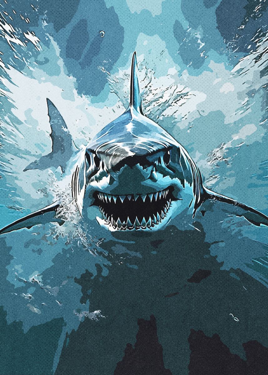 great-white-shark-poster-picture-metal-print-paint-by-fachrul