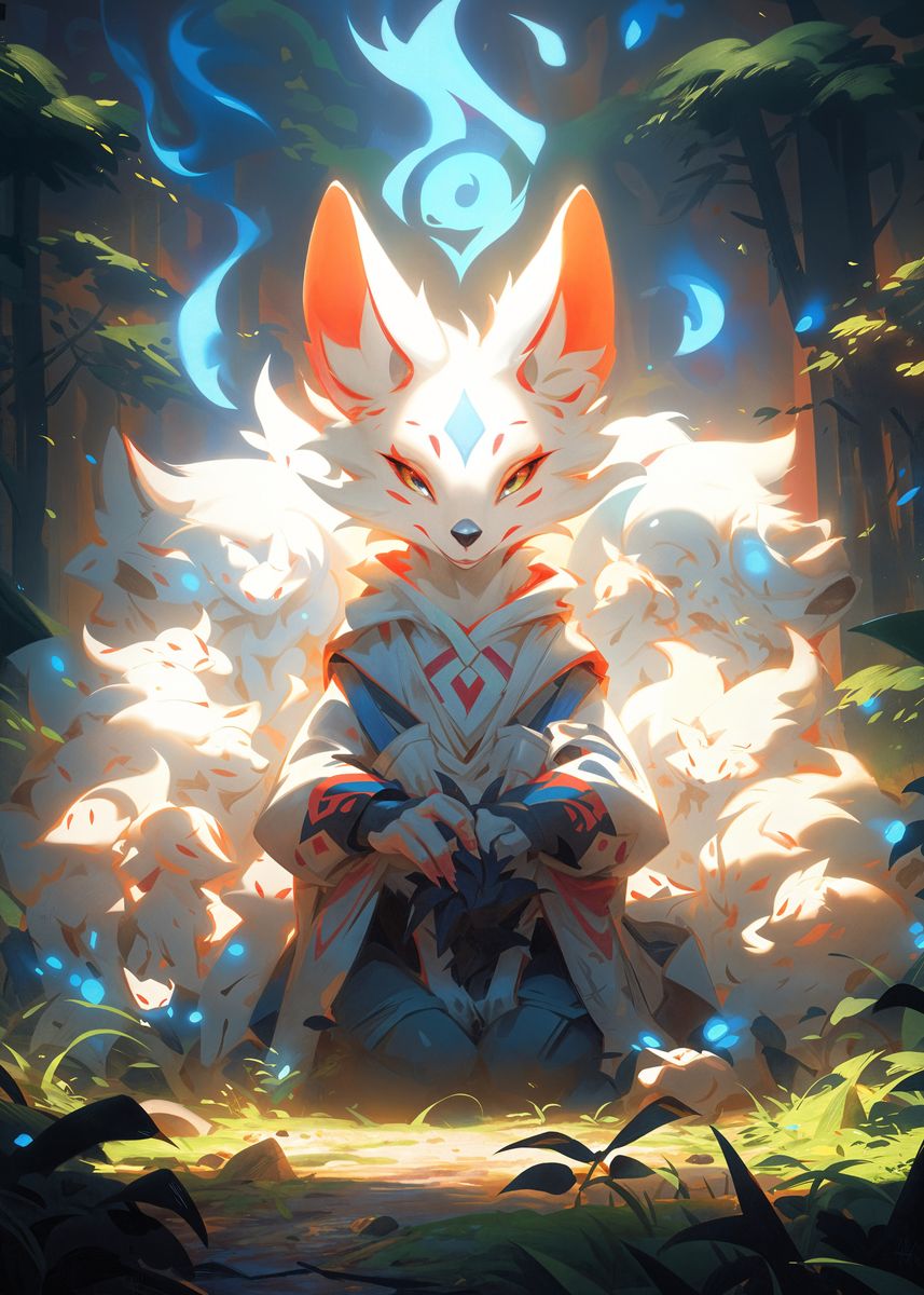 'Kitsune Spirit Guide' Poster, picture, metal print, paint by SuperNova ...