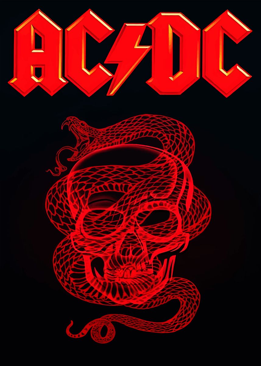 'AC/DC Skull & Snake' Poster, picture, metal print, paint by lisa black ...