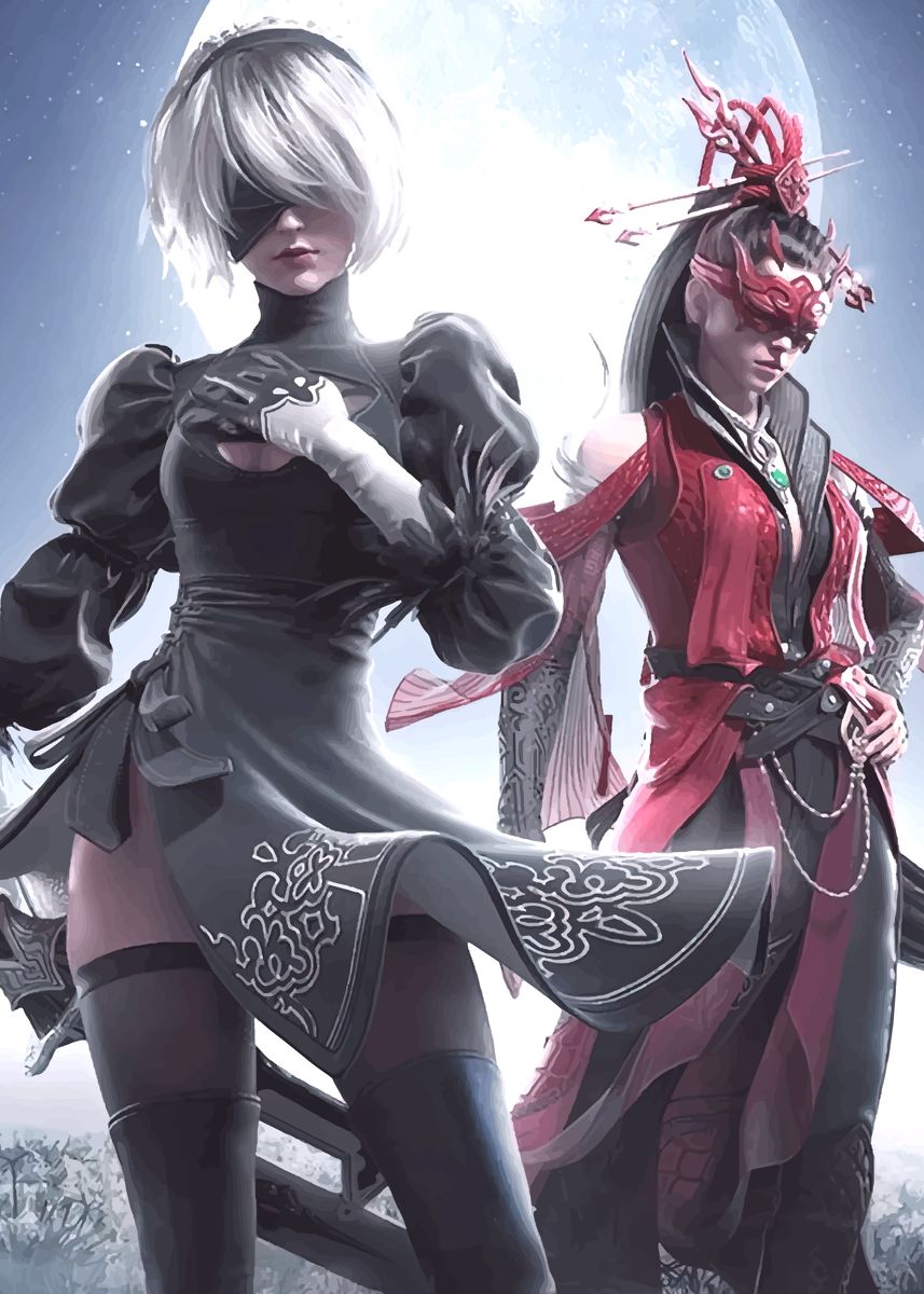 'nier automata and naraka' Poster, picture, metal print, paint by modal ...