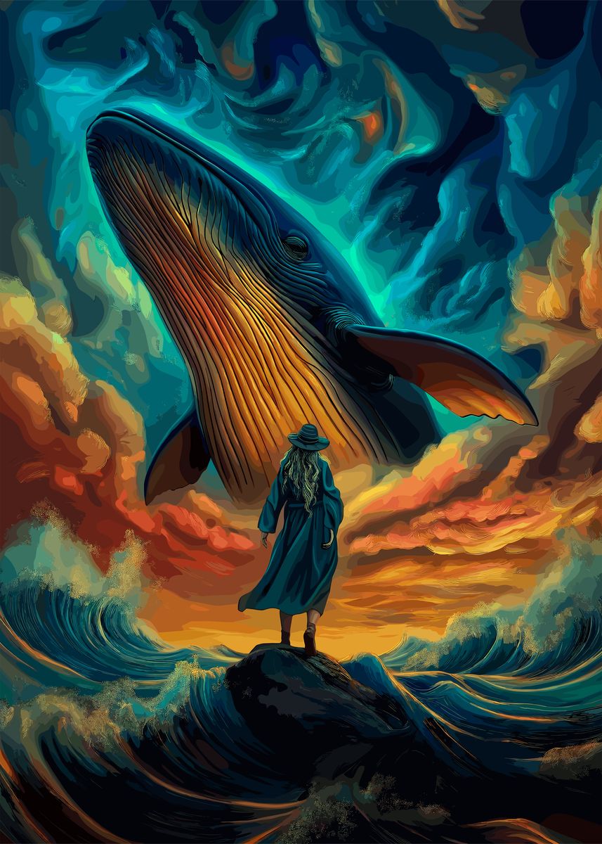 Fanth 'Whale in the Sky' Poster, picture, metal print, paint by Fanth | Displate