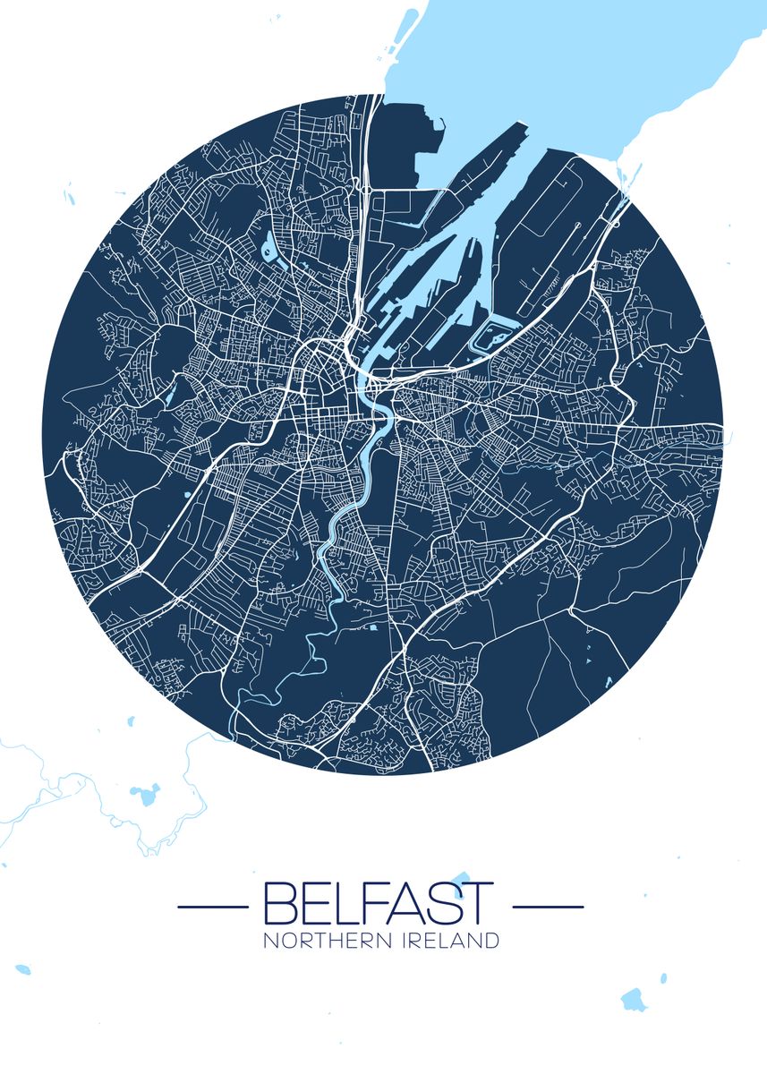'Belfast City Map' Poster, picture, metal print, paint by MyDigitalMind ...