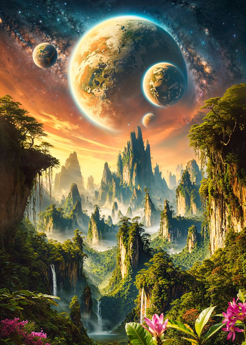 'Extraterrestrial Eden ' Poster, picture, metal print, paint by ...