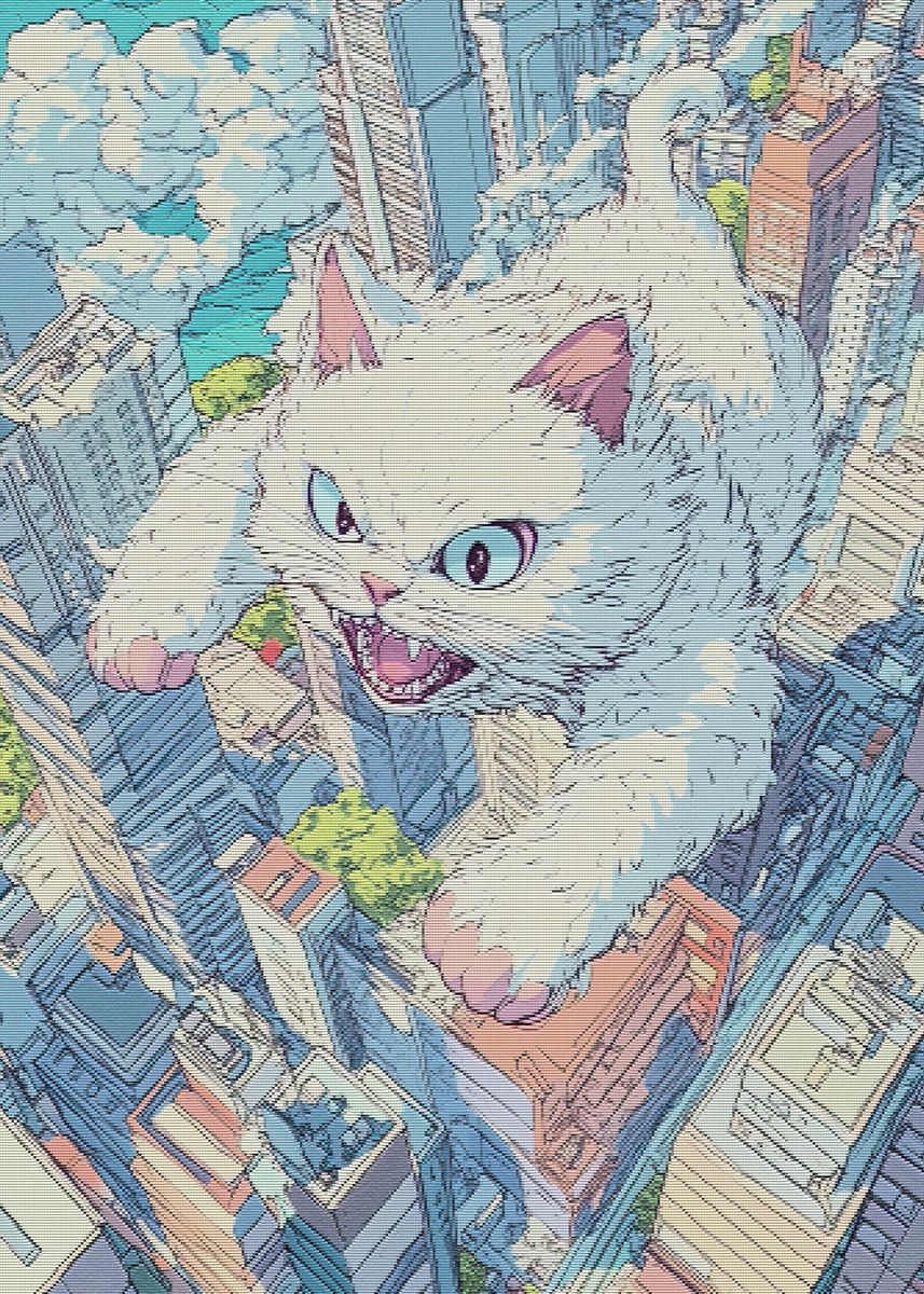 'Catzilla ' Poster, picture, metal print, paint by Nerdworld 1 | Displate