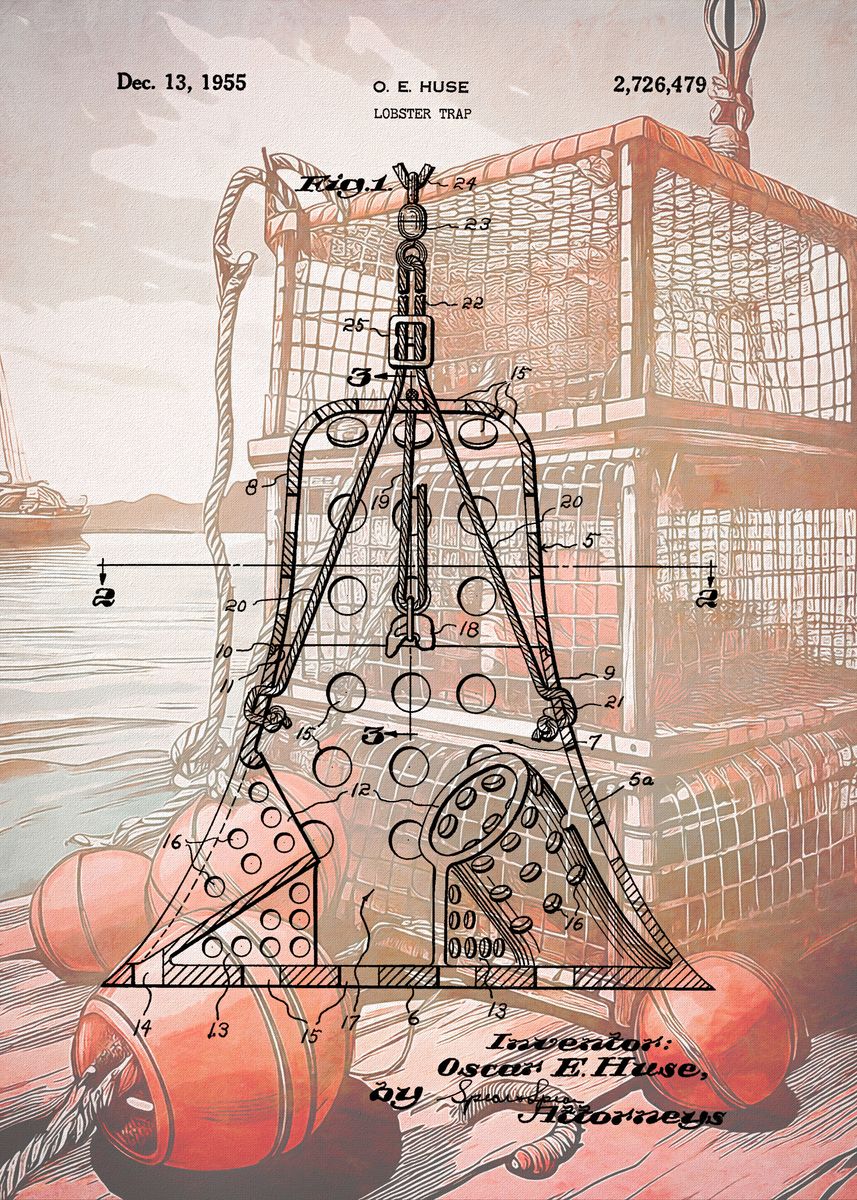 Lobster Trap Patent Prnt Poster 1913 Hstorcal Vntage - Etsy