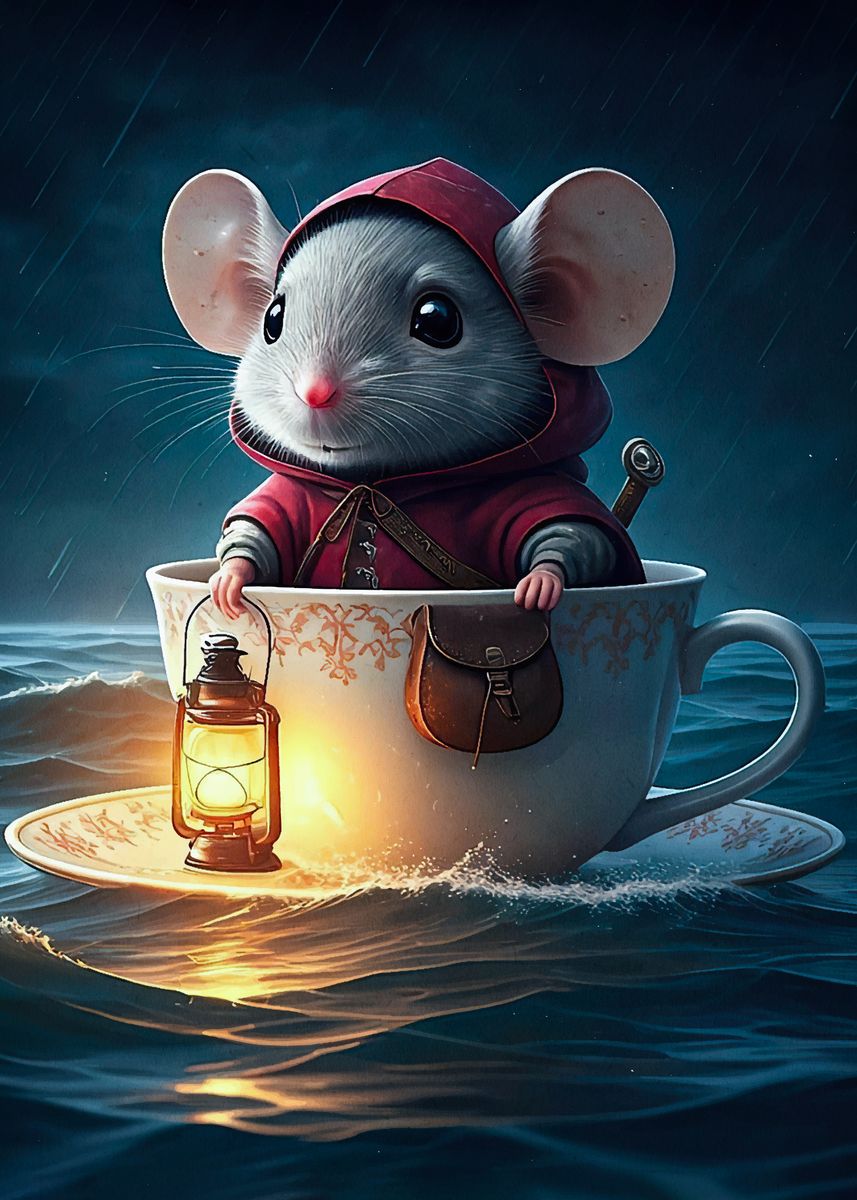 Mouse In Teacup 'Mouse in a Teacup' Poster, picture, metal print, paint by Kelly ...