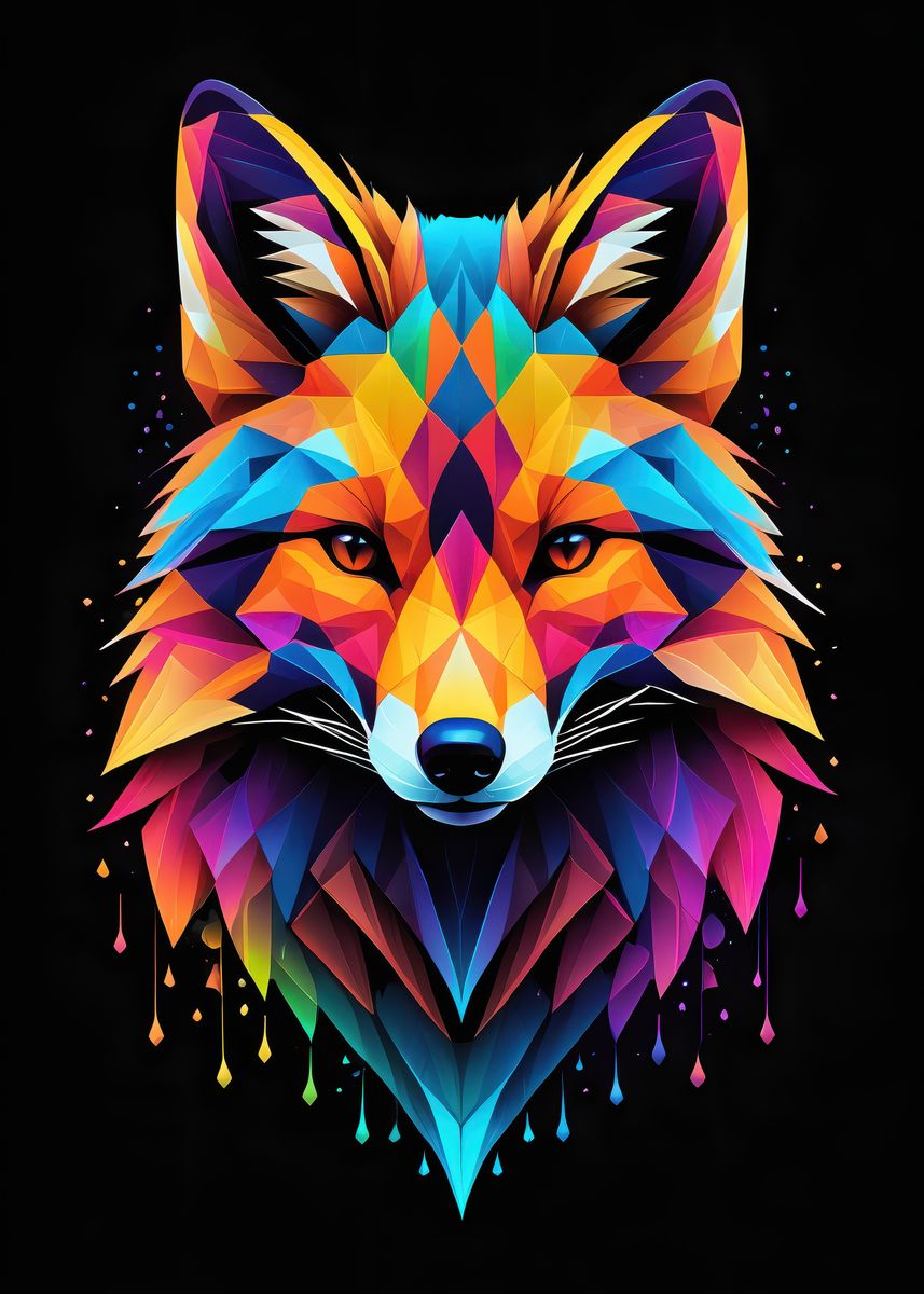 'Geometric Fox Art' Poster, picture, metal print, paint by vieninsweden ...