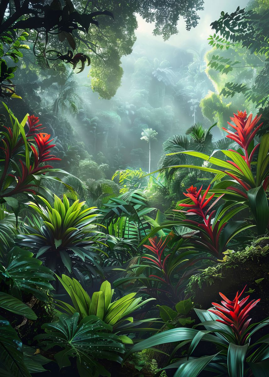 'Tropical Rainforest' Poster, picture, metal print, paint by Karolina ...