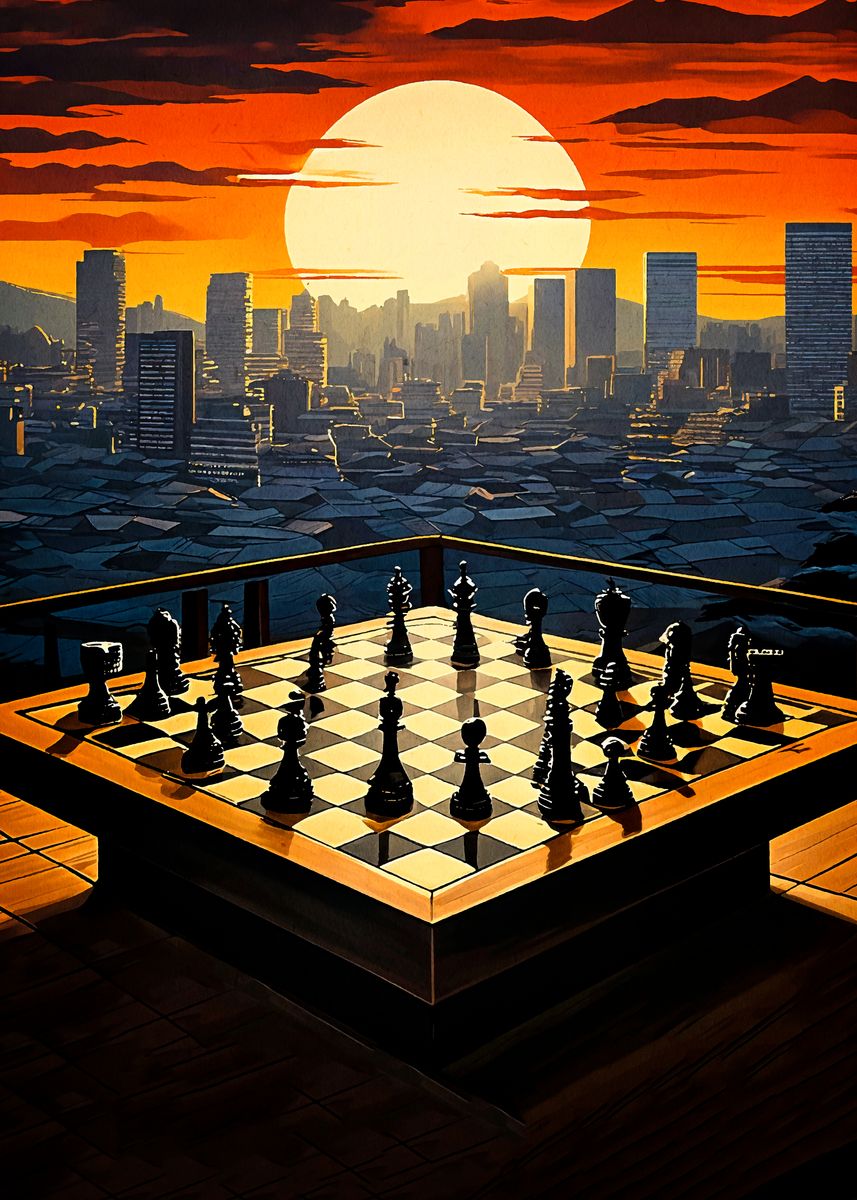 'Chessboard Cityscape' Poster, picture, metal print, paint by Christy ...