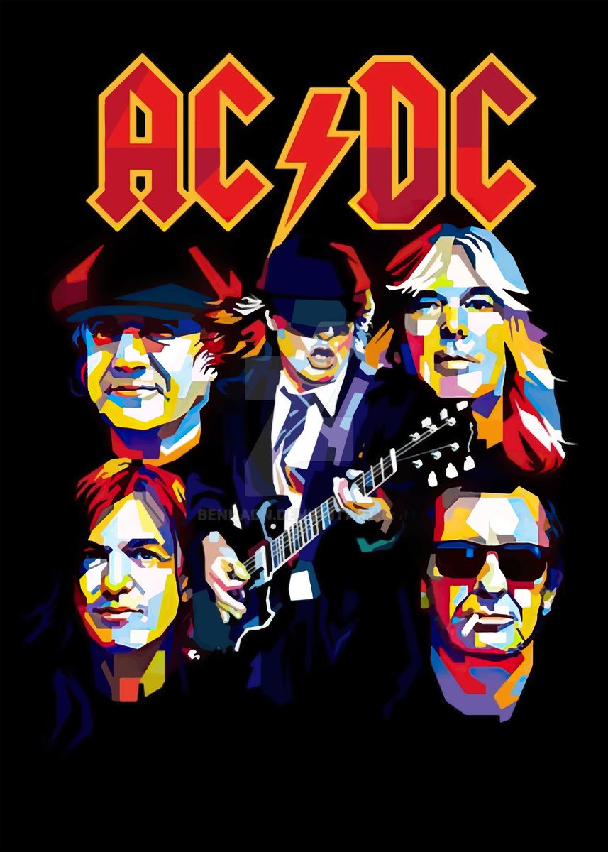 'AC/DC Pop Art Portrait' Poster, picture, metal print, paint by lisa ...