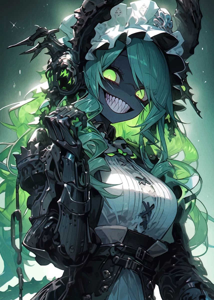 green-haired-demon-girl-poster-picture-metal-print-paint-by-lyon