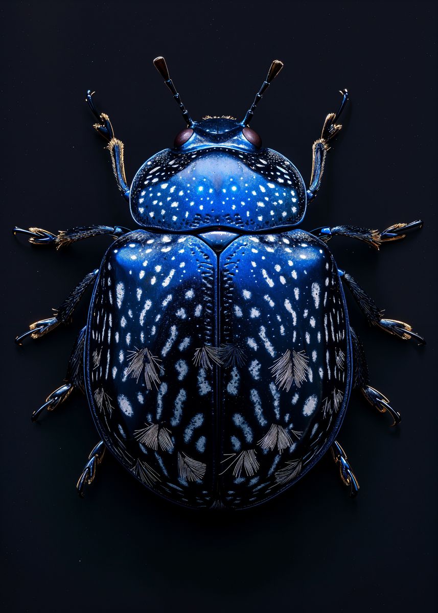 'Blue Beetle with White Spots' Poster, picture, metal print, paint by ...