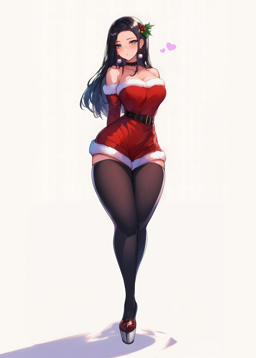 'Sexy Anime Girl Christmas' Poster, picture, metal print, paint by