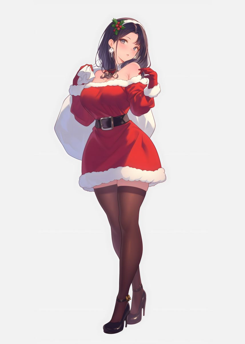 'Anime Girl Christmas' Poster, picture, metal print, paint by Cee9inee