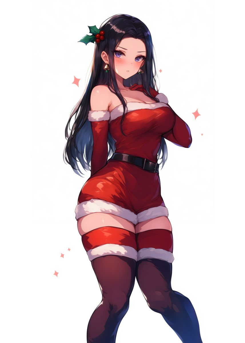 'Hot Anime Girl Christmas' Poster, picture, metal print, paint by