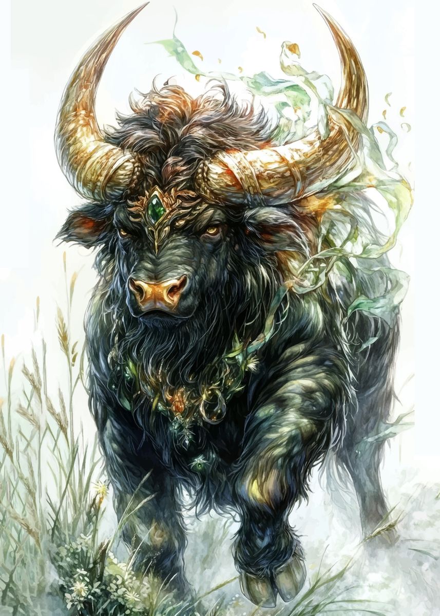 'Mythical Black Bull ' Poster, picture, metal print, paint by Loves ...