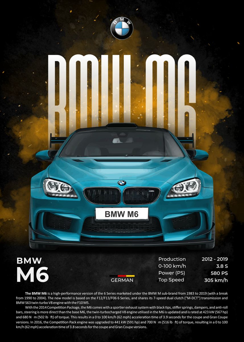 GORGEOUS BMW M6 GICLEE CANVAS ART PRINT POSTER main image 0