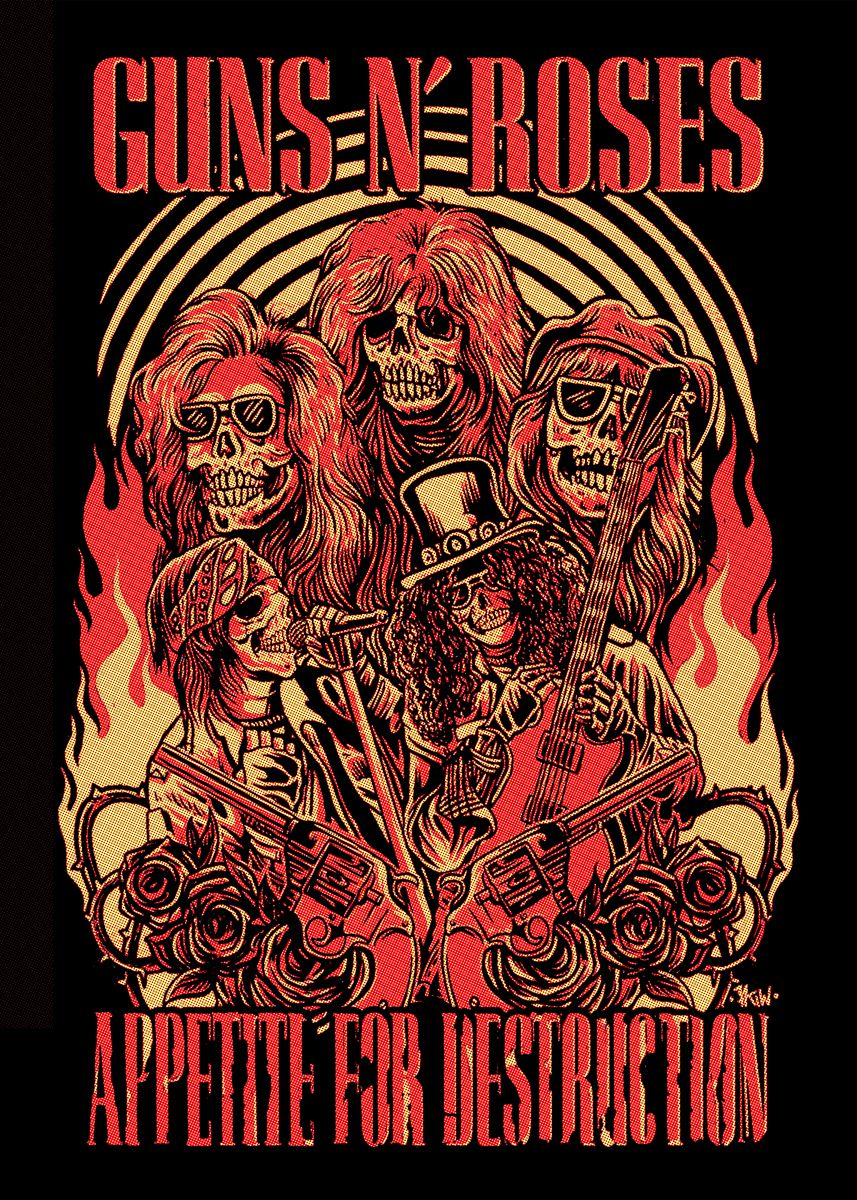 'Guns N' Roses Skull Artwork' Poster, picture, metal print, paint by ...
