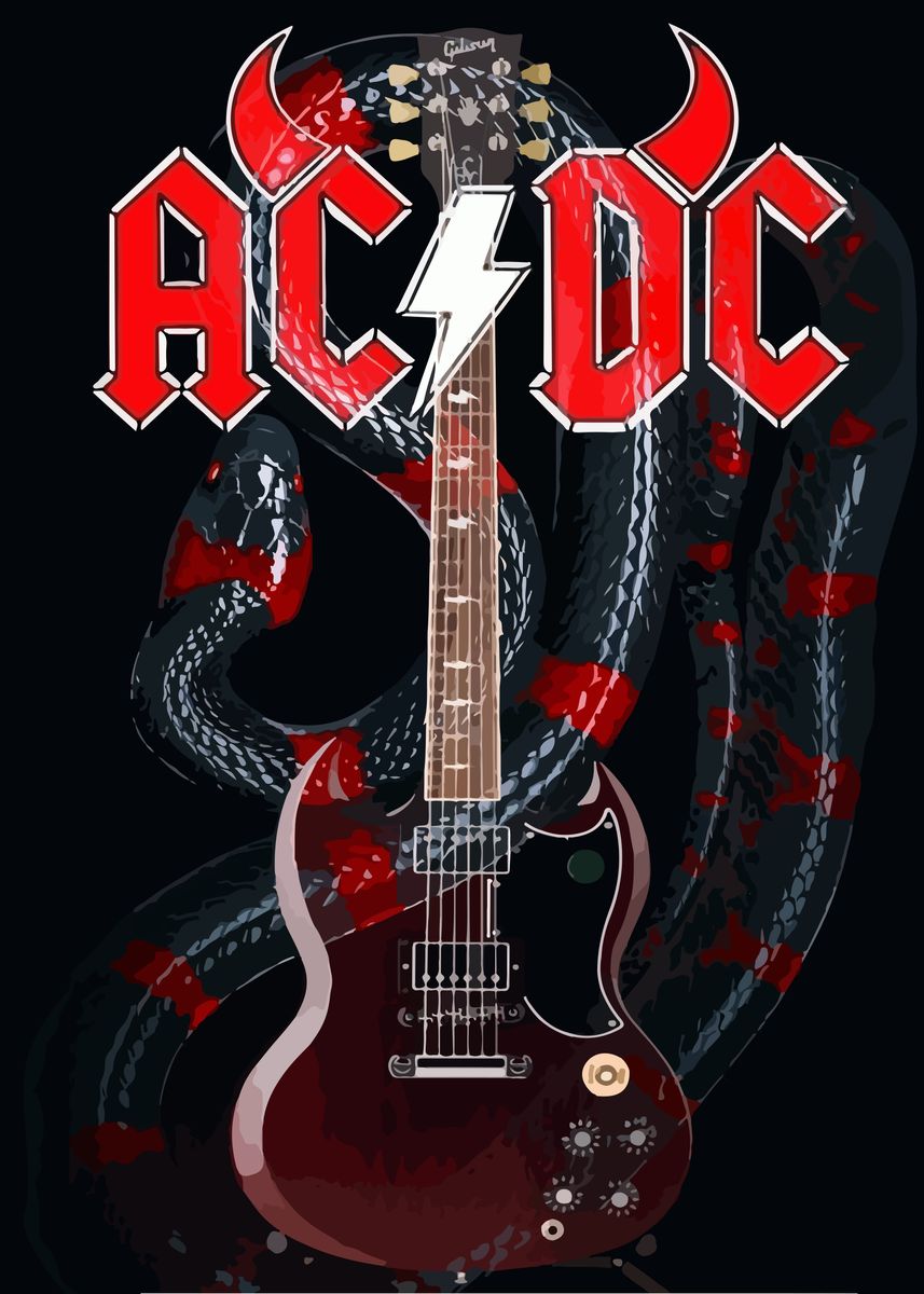'AC/DC Guitar Snake' Poster, picture, metal print, paint by earth and ...