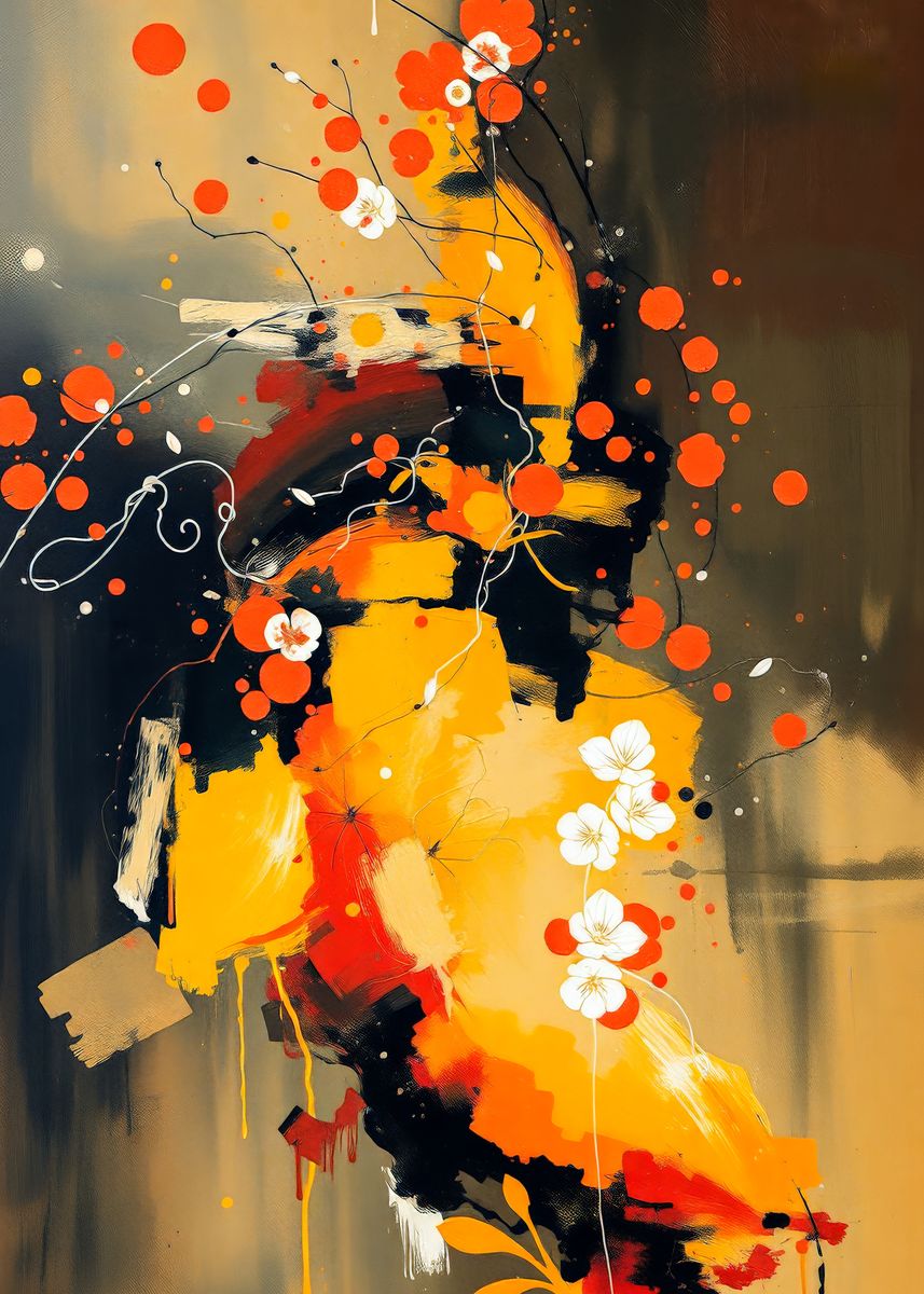 'Abstract Japanese Floral Art' Poster, picture, metal print, paint by ...