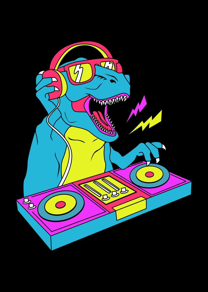 'Rave Dinosaur' Poster, picture, metal print, paint by FunnyGifts ...