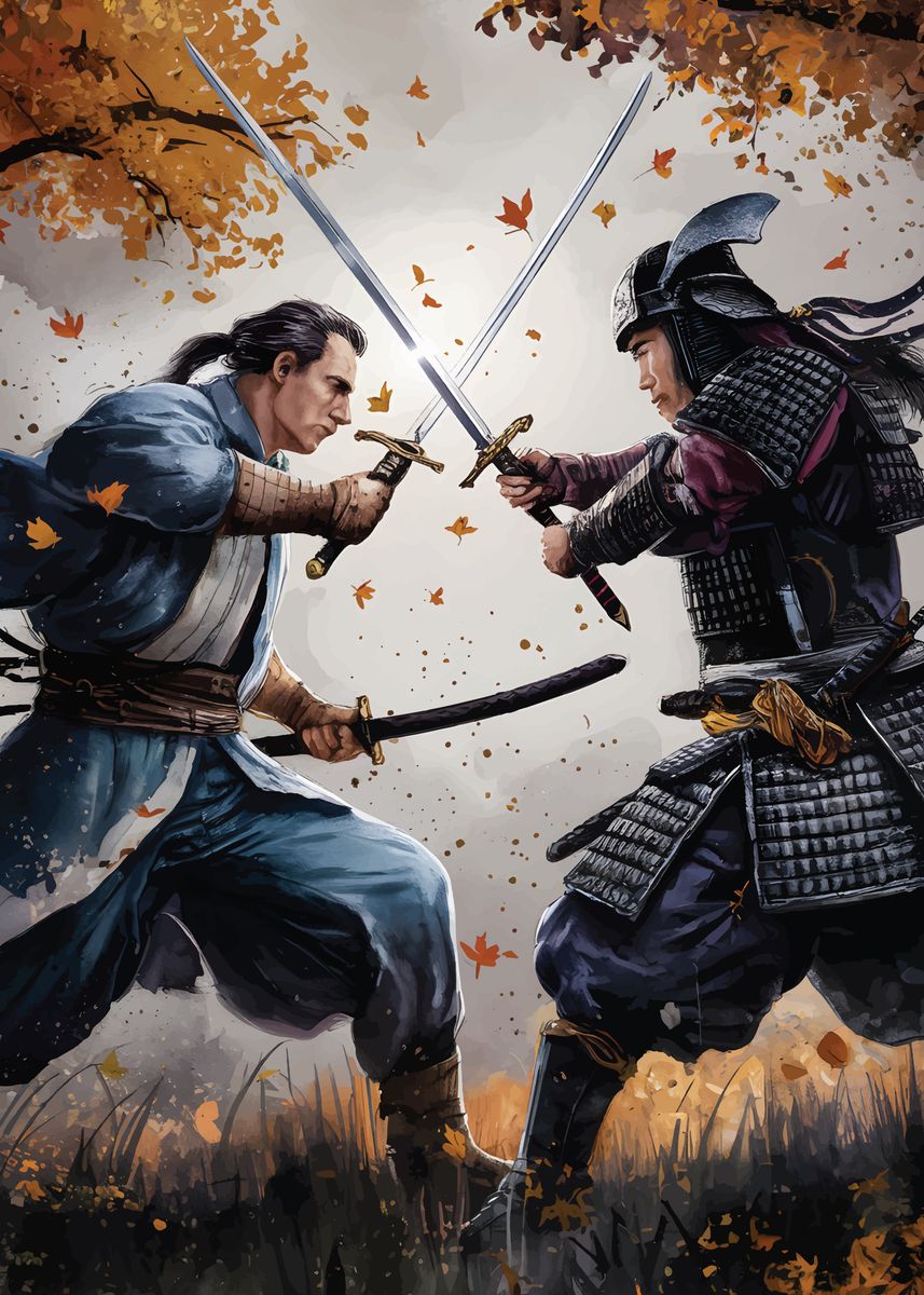 'Samurai vs. Swordsman' Poster, picture, metal print, paint by maxmah ...