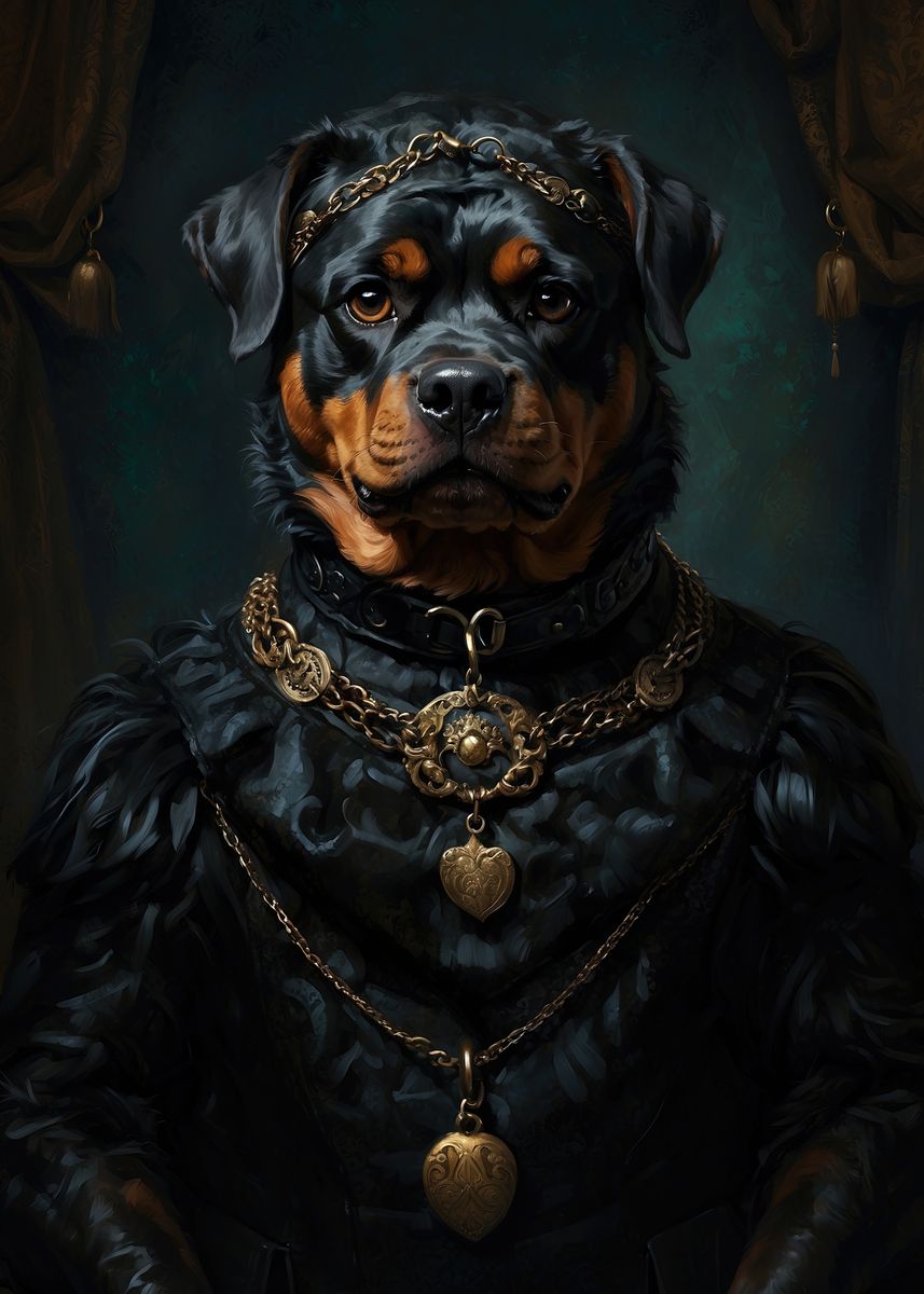 'Renaissance Rottweiler: Regal Canine Majesty' Poster, picture, metal ...