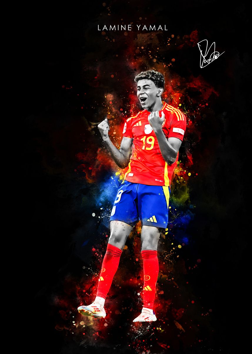 Yamal Rasmlar 'Lamine Yamal Soccer Art' Poster, picture, metal print, paint by HANA ...