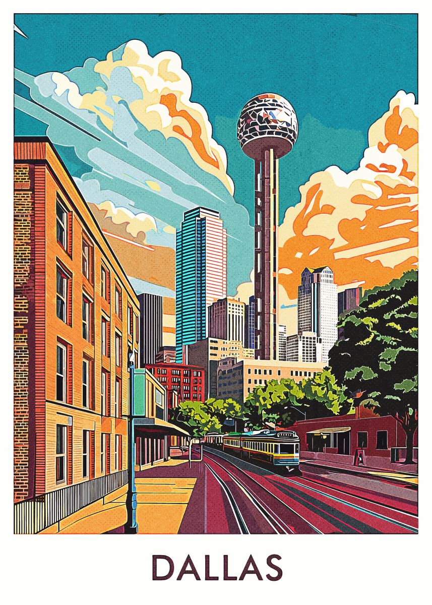 'Dallas Skyline Art Print' Poster, picture, metal print, paint by