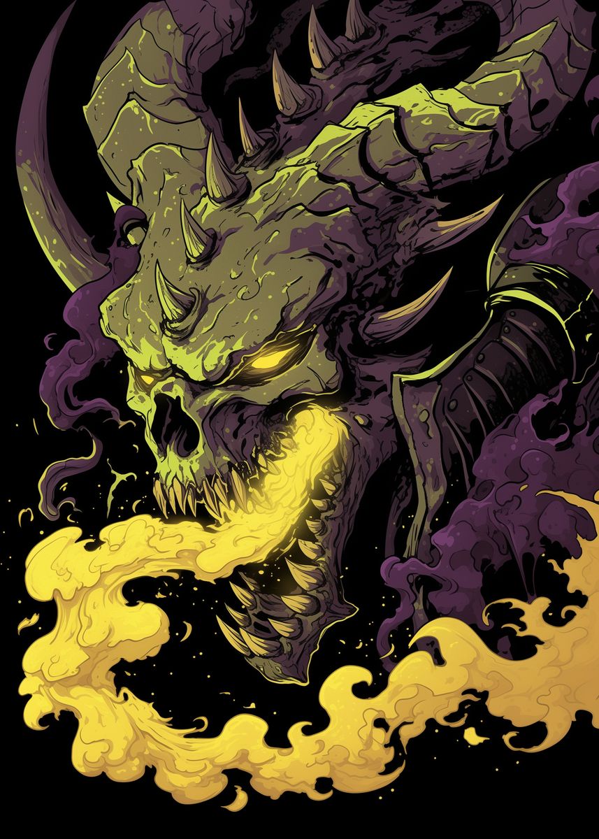 'Fire-Breathing Demon' Poster, picture, metal print, paint by Luna Echo ...