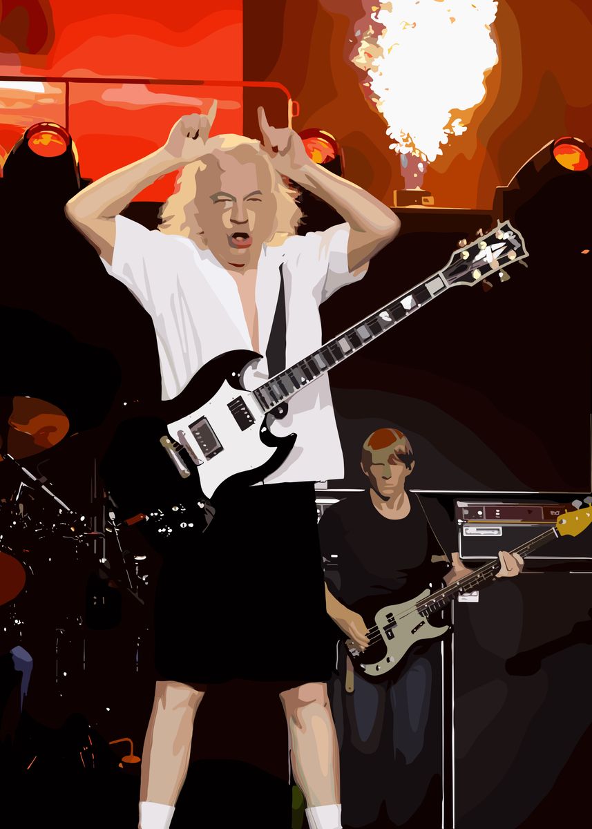 'Angus Young AC DC' Poster, picture, metal print, paint by dgf45236 ...