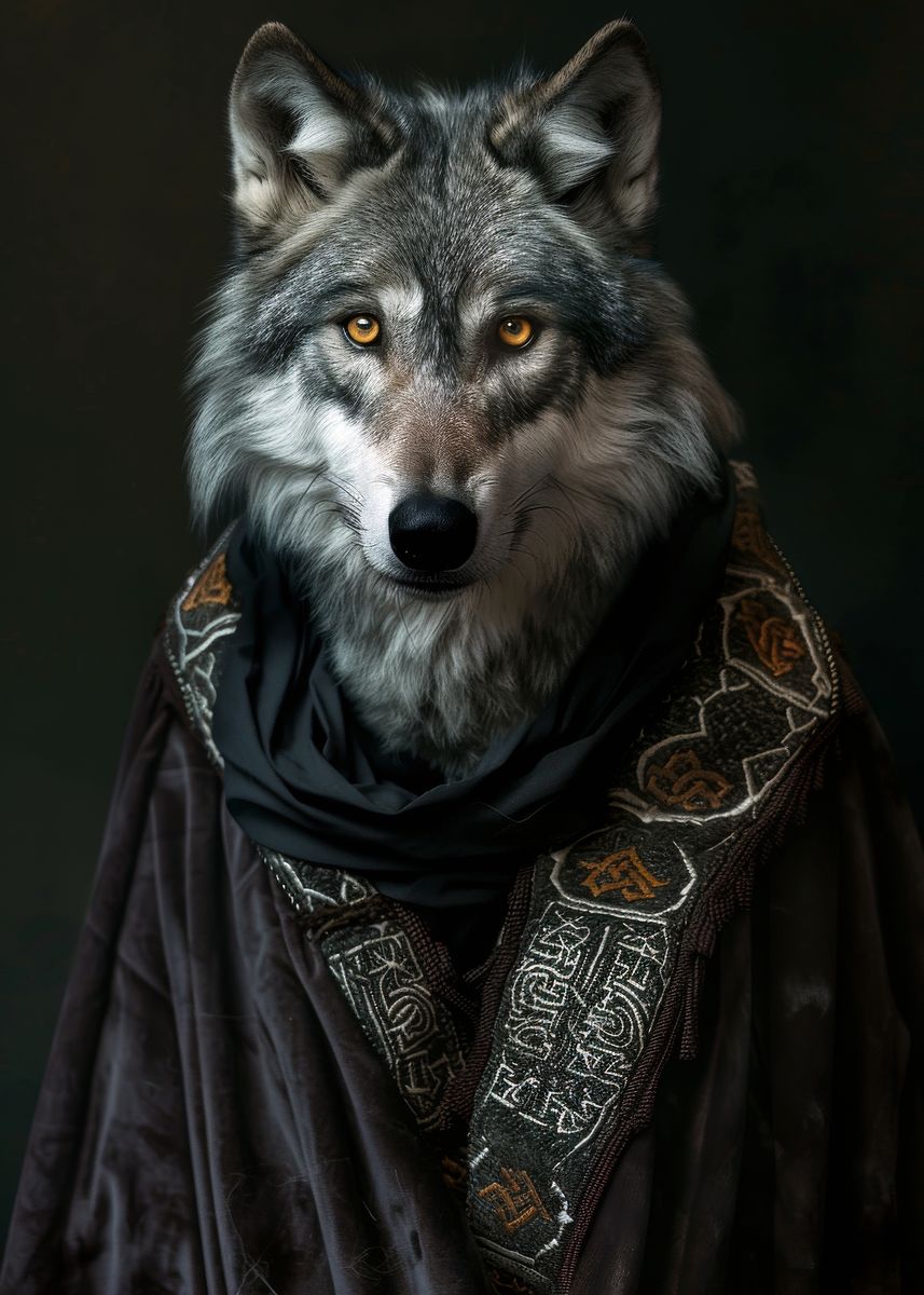 Wolf Print Robe 'Wolf in a Robe' Poster, picture, metal print, paint by Omarific Art ...