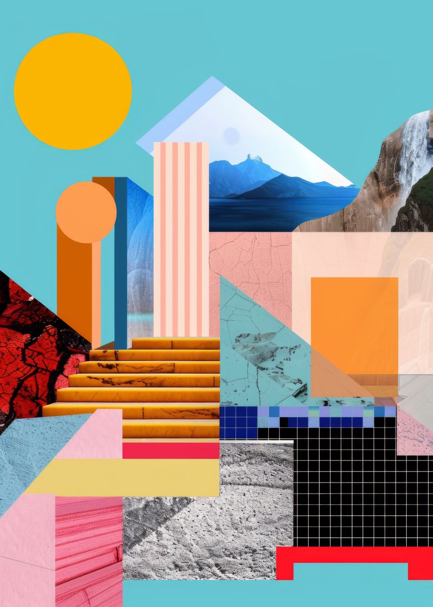 'Abstract Geometric Collage' Poster, picture, metal print, paint by ...