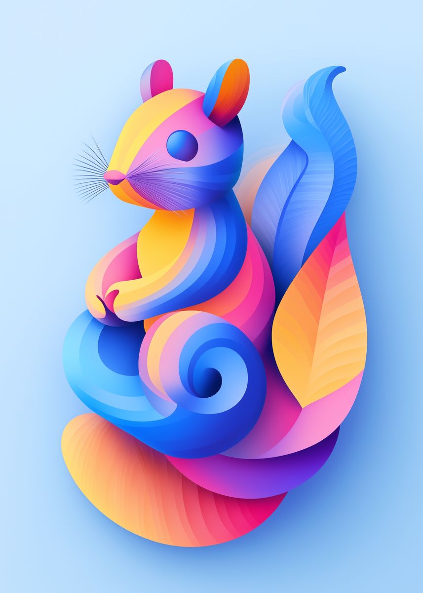 'Abstract Colorful Squirrel' Poster, picture, metal print, paint by ...