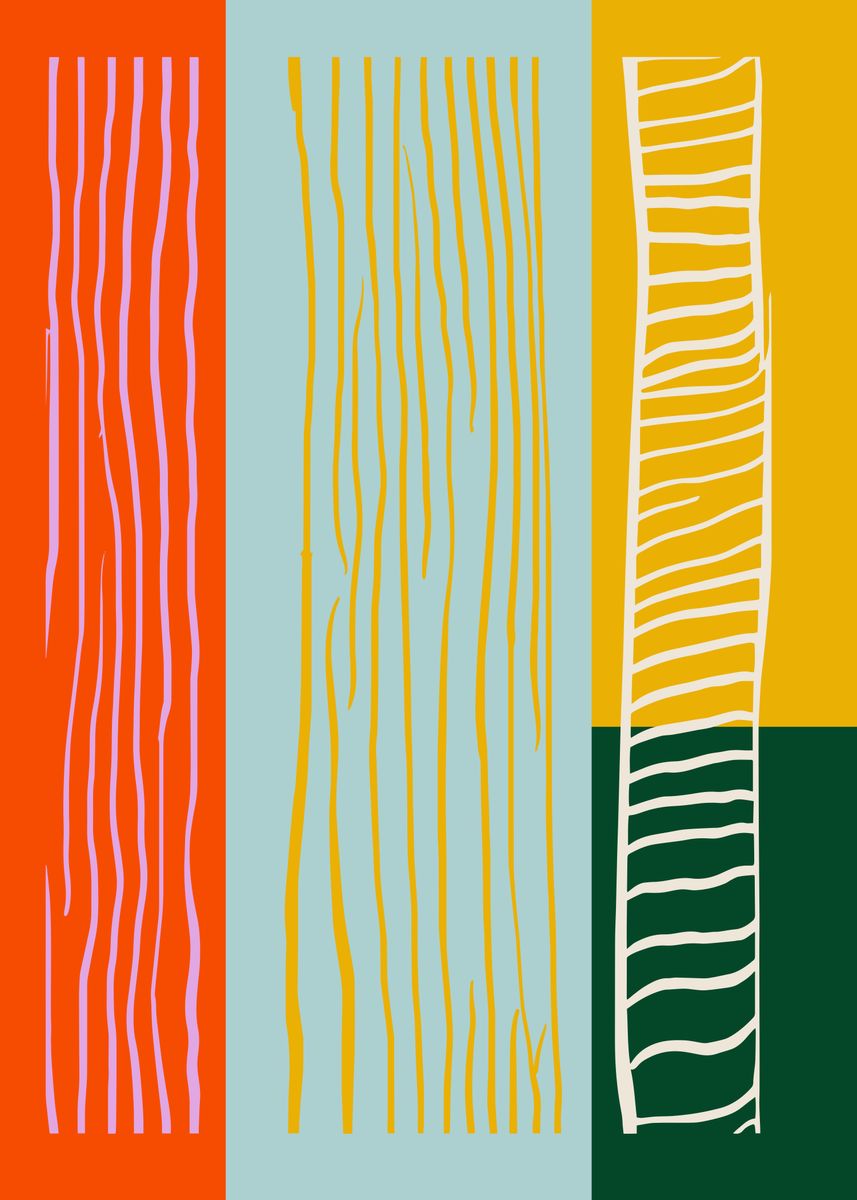 'Vibrant Abstract Lines and Color Blocks' Poster, picture, metal print ...