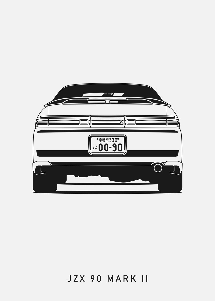 'JZX 90 Mark II Rear View' Poster, picture, metal print, paint by VEIN ...