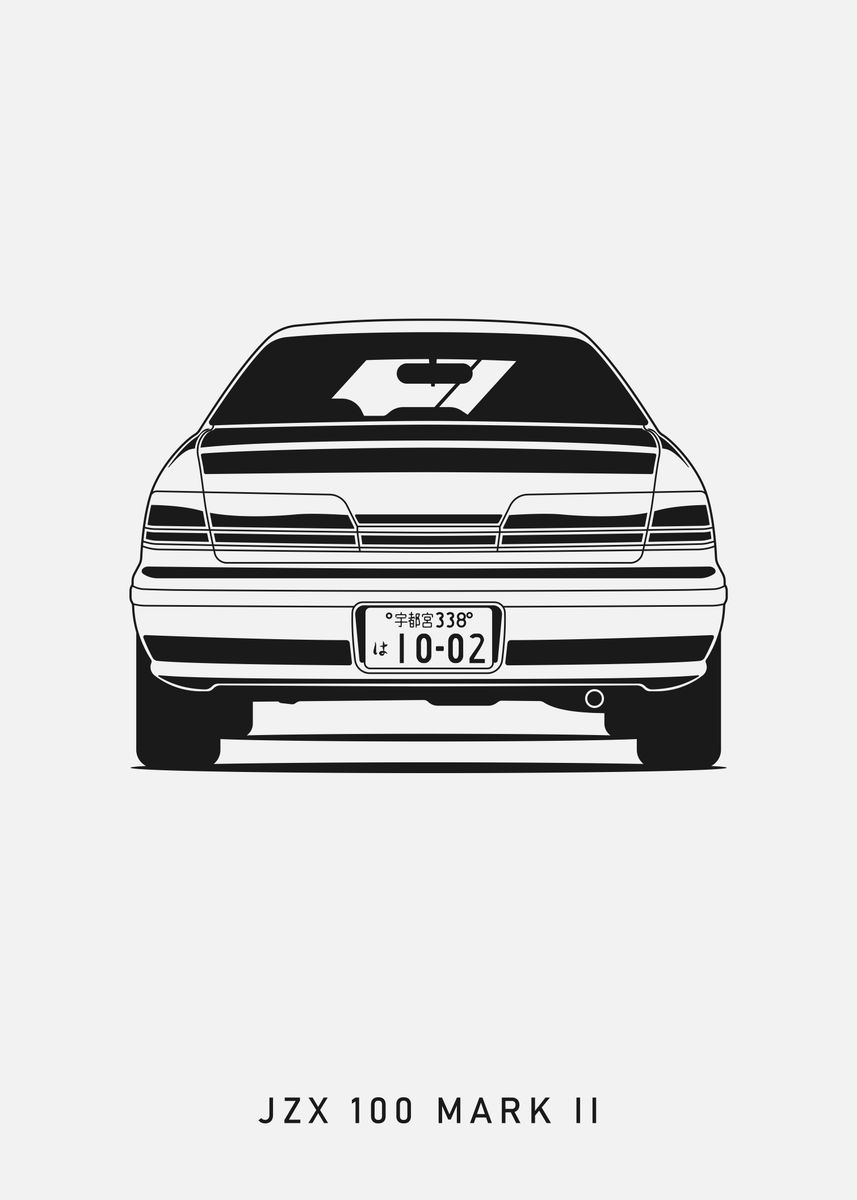 'JZX 100 Mark II Rear View' Poster, picture, metal print, paint by VEIN ...