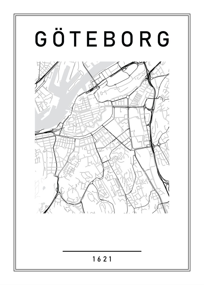 'Gothenburg City Map' Poster, picture, metal print, paint by ...