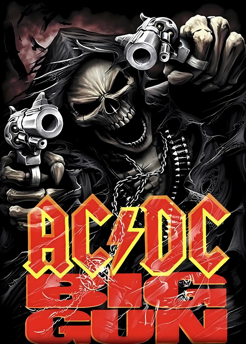 'AC/DC Big Gun Skull' Poster, picture, metal print, paint by sakim ...