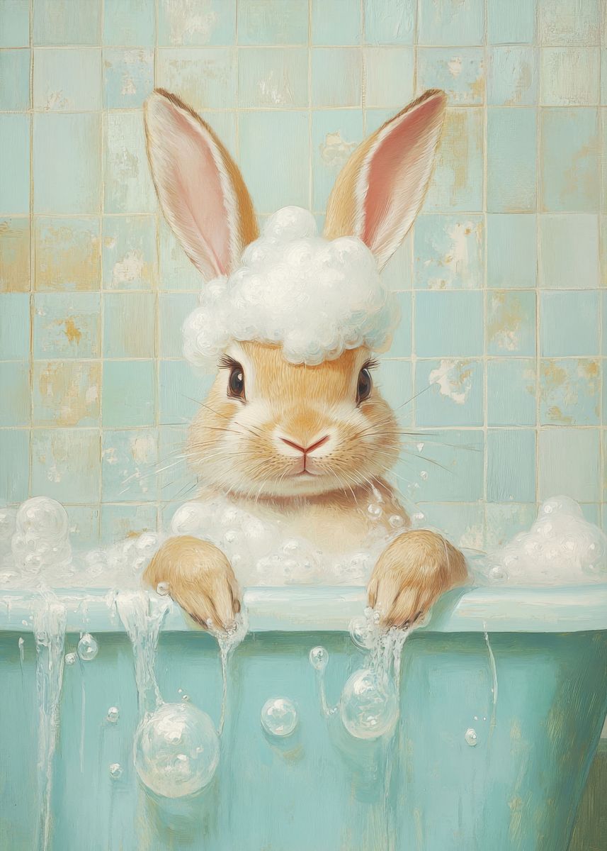 Deviantart Rabbit Bath 'Bunny Bath Time' Poster, picture, metal print, paint by Mason Clark ...