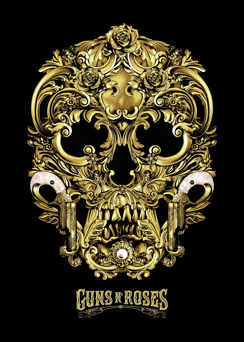 'Guns N' Roses Skull Design' Poster, picture, metal print, paint by ...
