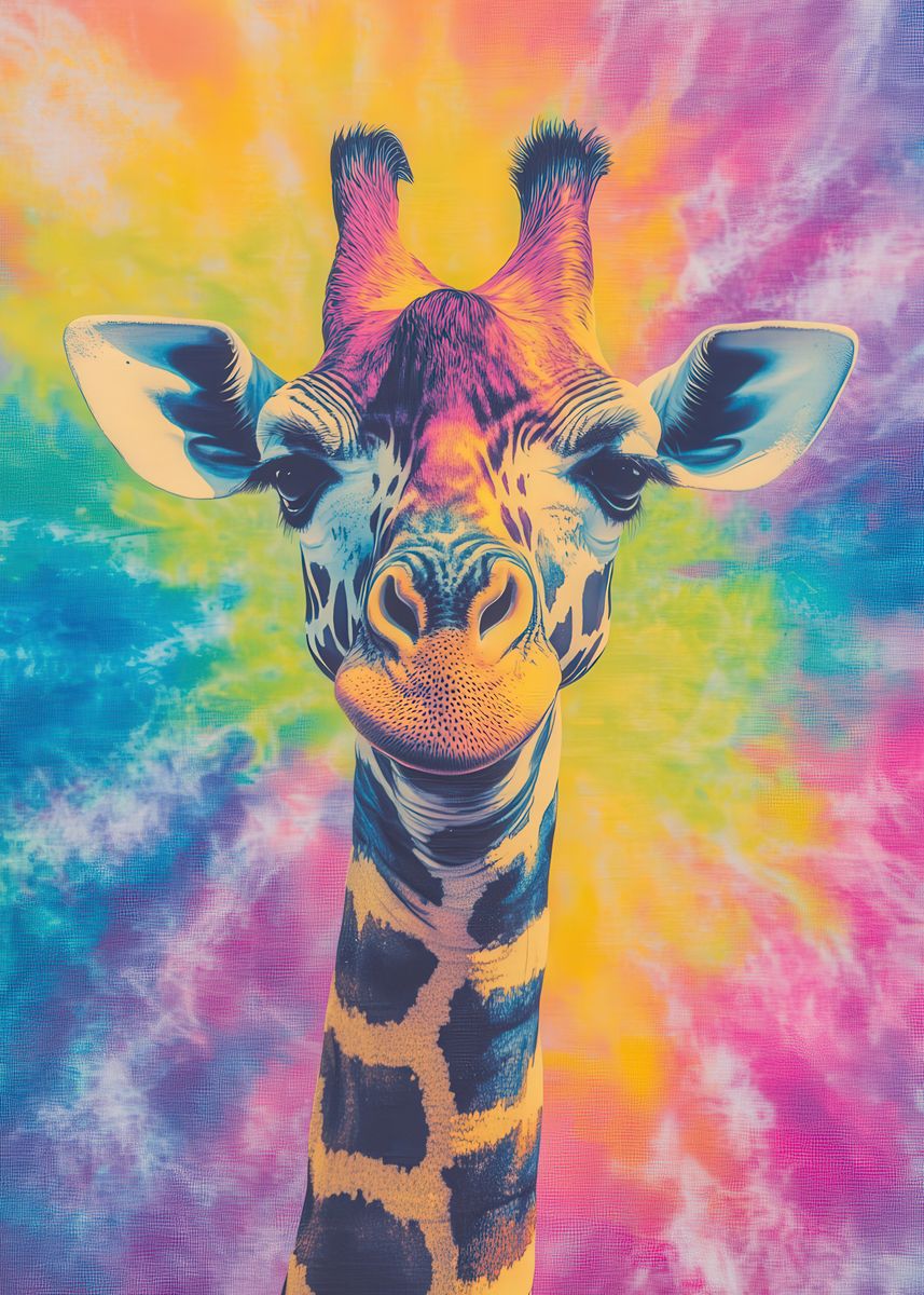 'Tie-Dye Giraffe' Poster, picture, metal print, paint by TESSERACT 07 ...