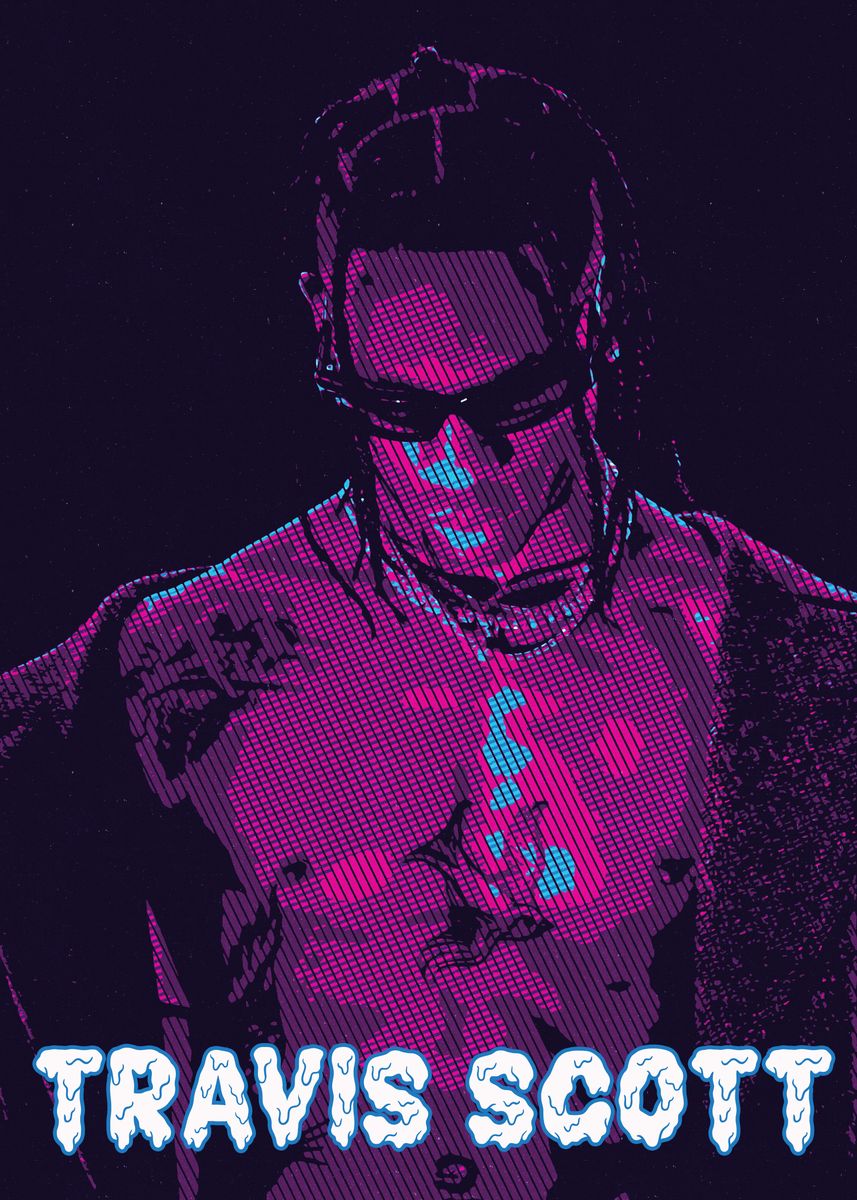 'Travis Scott Portrait' Poster, picture, metal print, paint by Rose Art ...