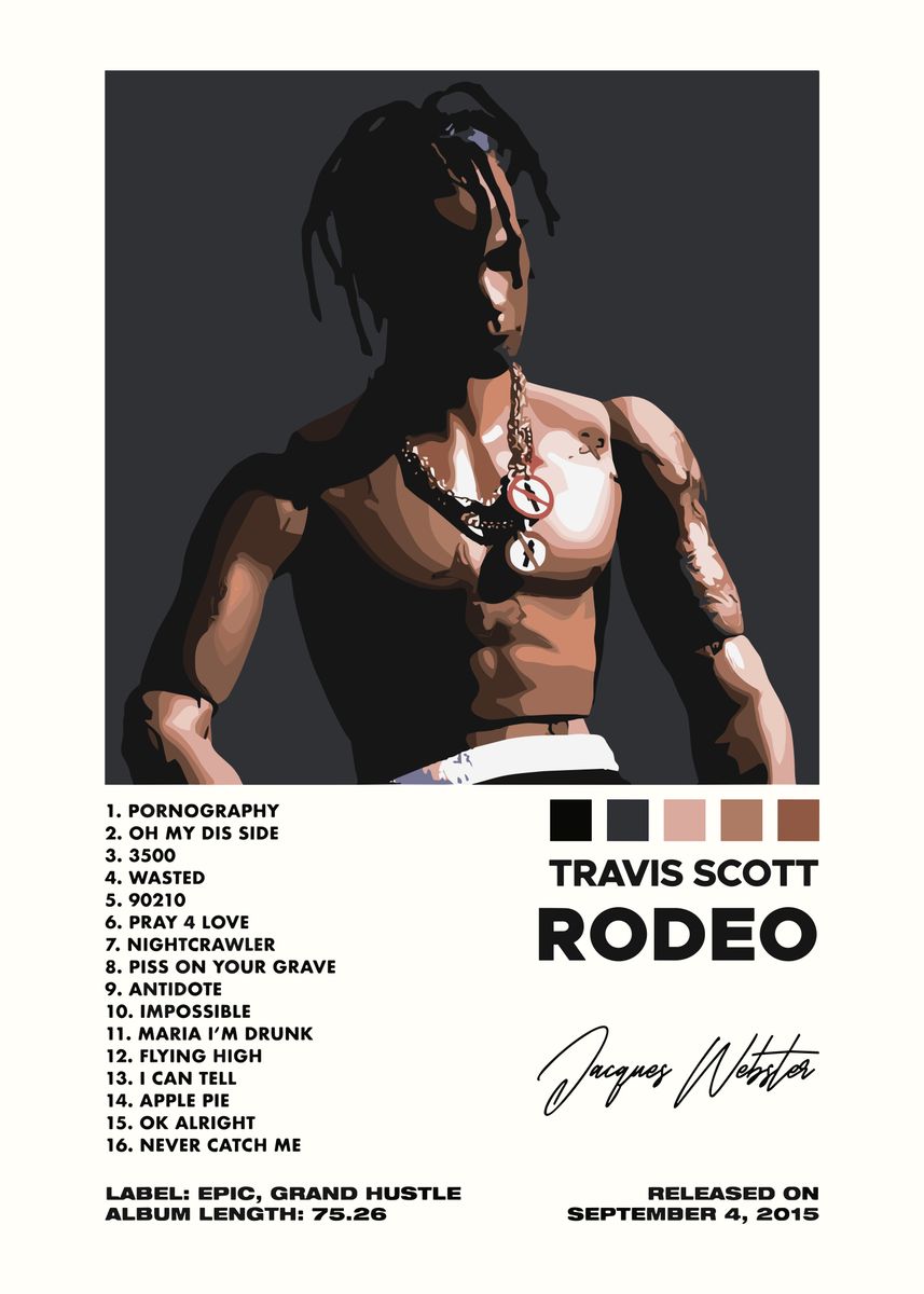  Travis Scott Rodeo Album Cover Poster Picture Metal Print Paint By 