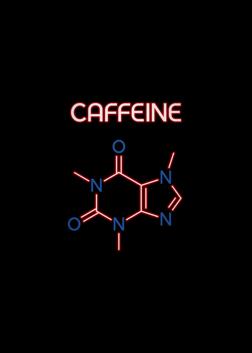 'Caffeine Molecule Black' Poster, picture, metal print, paint by Farhan ...
