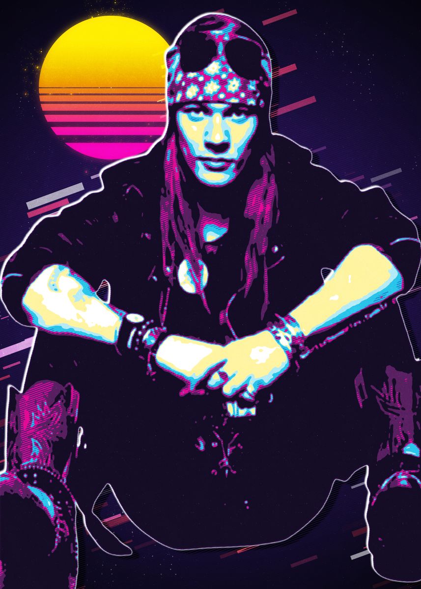 Axl Poster 'Guns N Roses Axl Rose 80s Retro Art' Poster, picture, metal print ...